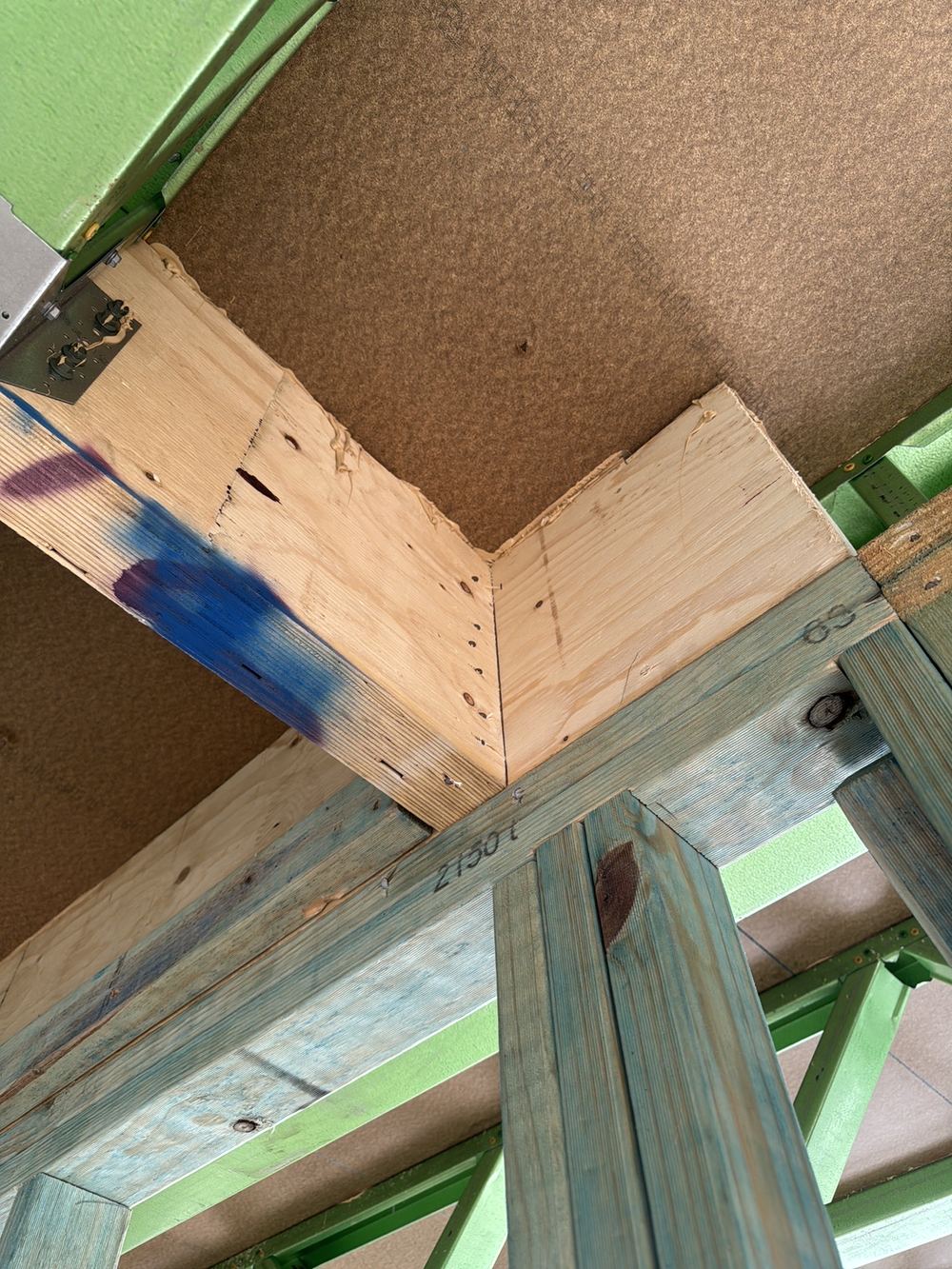 Internal beam connection still needing a proper structural bracket fitted to the engineer's detail, Gables